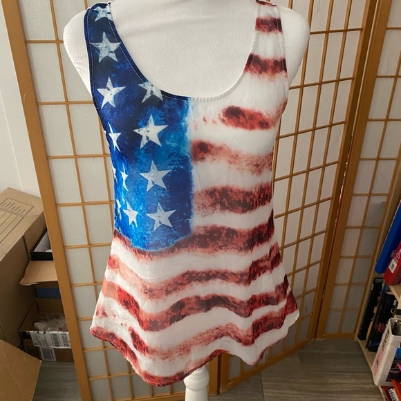 Venus American Flag Tank, Sheer Shirt USA Size XS Small - Picture 2 of 6